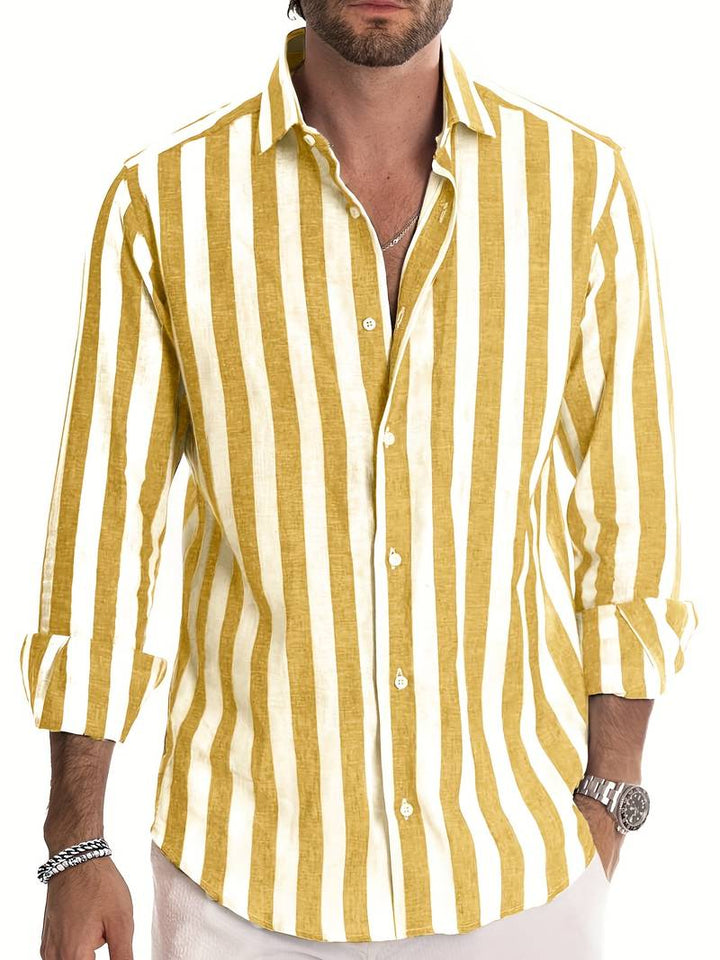 Striped Men's Shirt - Arden-Yellow-S-State of Style