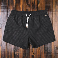 Striped men's shorts with elastic waistband – Matteo-Black-S-State of Style