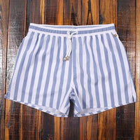 Striped men's shorts with elastic waistband – Matteo-Blue-White-S-State of Style