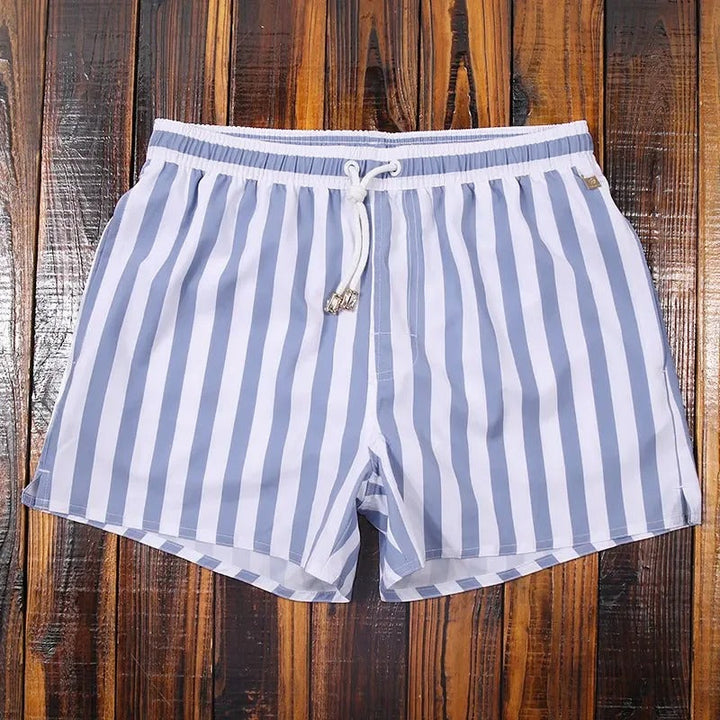 Striped men's shorts with elastic waistband – Matteo-Blue-White-S-State of Style