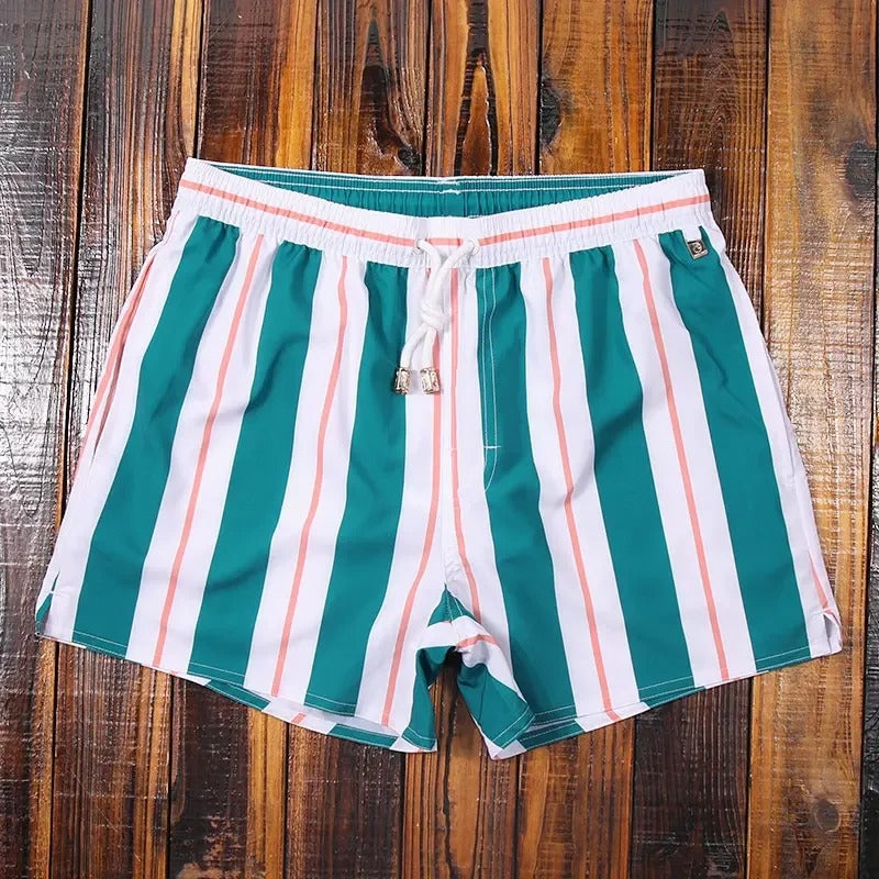 Striped men's shorts with elastic waistband – Matteo-Green Red-S-State of Style