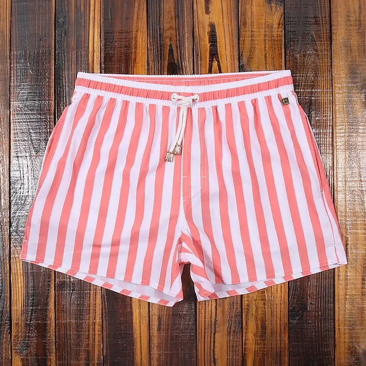 Striped men's shorts with elastic waistband – Matteo-Pink-S-State of Style
