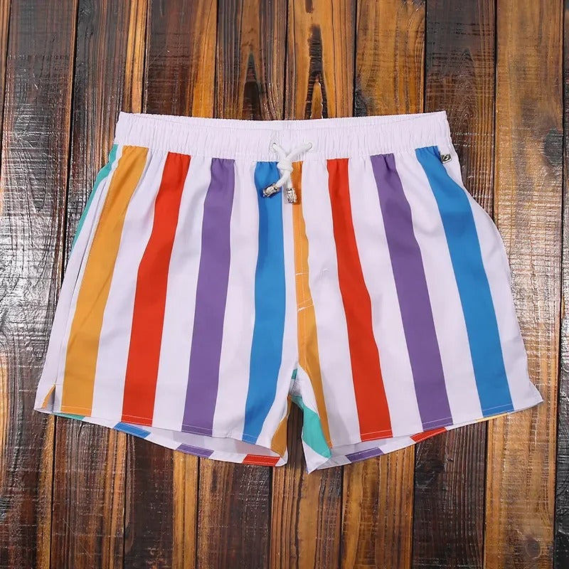 Striped men's shorts with elastic waistband – Matteo-Rainbow-S-State of Style