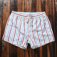 Striped men's shorts with elastic waistband – Matteo-Red Blue-S-State of Style