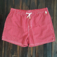 Striped men's shorts with elastic waistband – Matteo-Red-S-State of Style