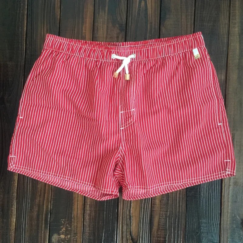 Striped men's shorts with elastic waistband – Matteo-Red-S-State of Style