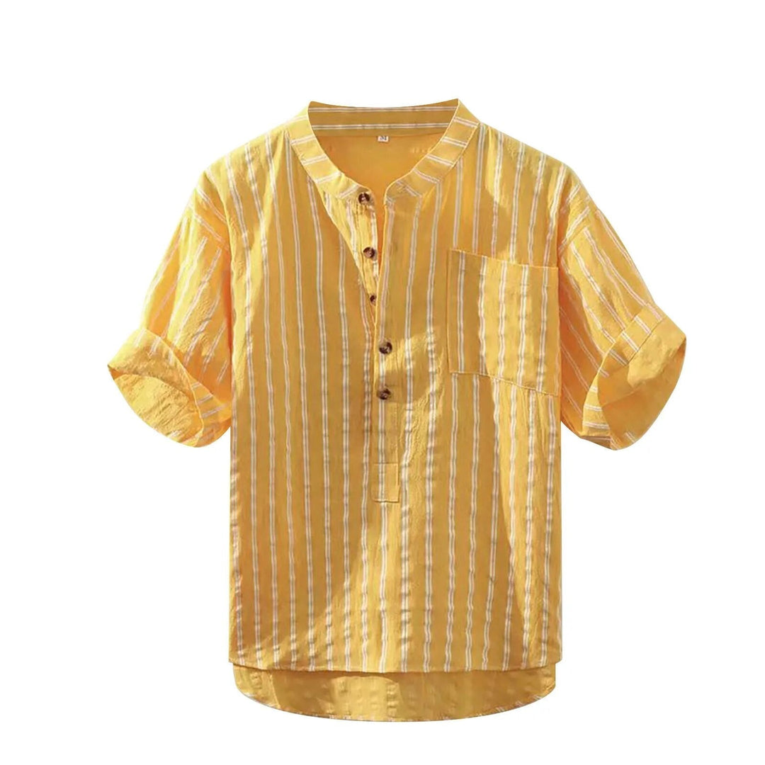 Striped Men's Summer Shirt – Jesse-Yellow-S-State of Style