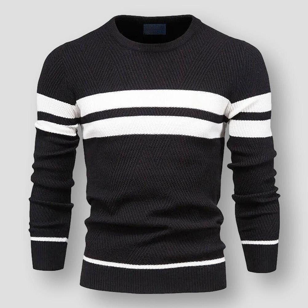 Striped Men's Sweater - Sebastian-Black-S-State of Style