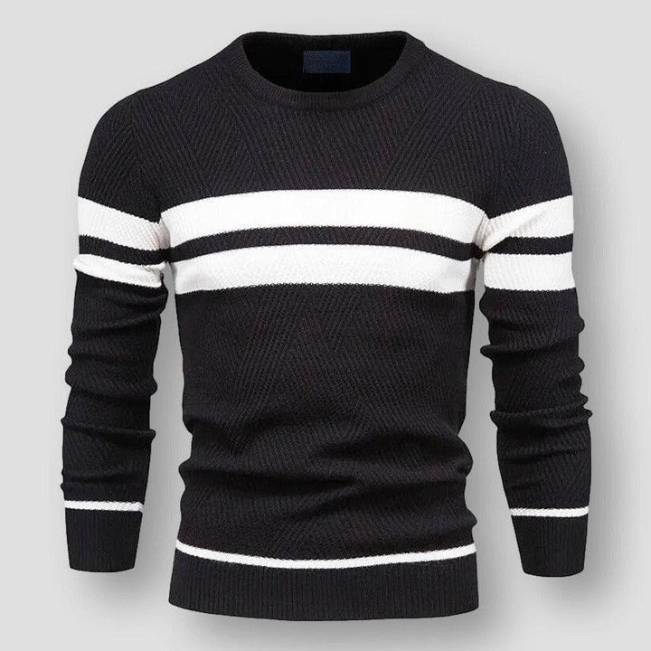 Striped Men's Sweater - Sebastian-Black-S-State of Style