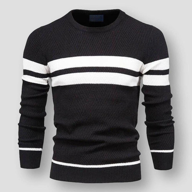 Striped Men's Sweater - Sebastian-Black-S-State of Style