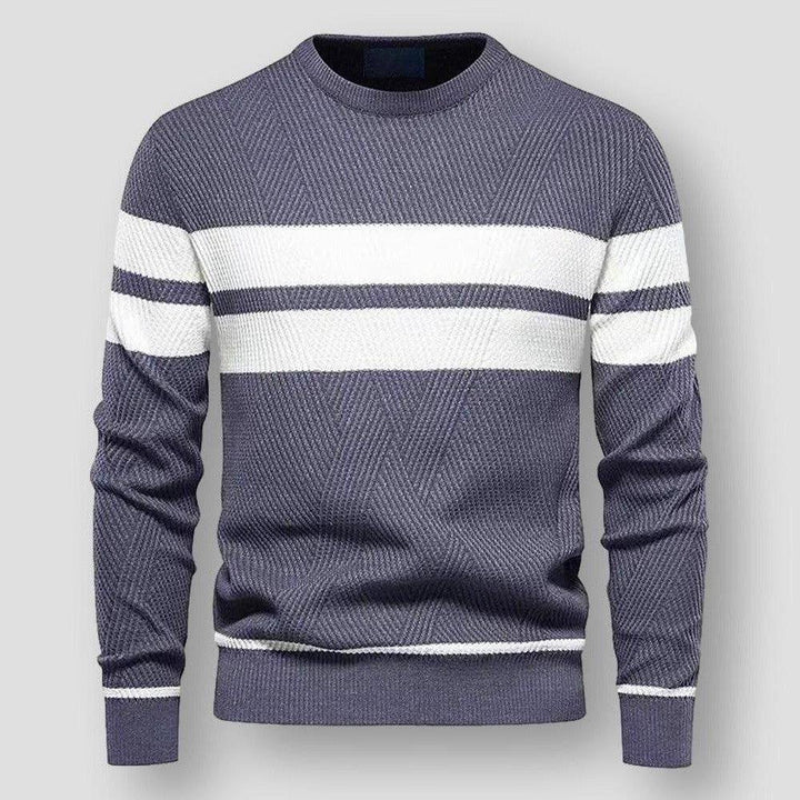 Striped Men's Sweater - Sebastian-Gray-blue-S-State of Style
