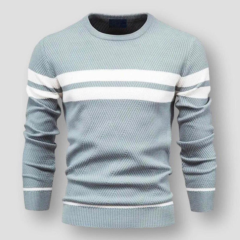 Striped Men's Sweater - Sebastian-Light blue-S-State of Style
