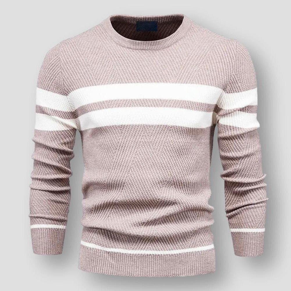 Striped Men's Sweater - Sebastian-Pink-S-State of Style