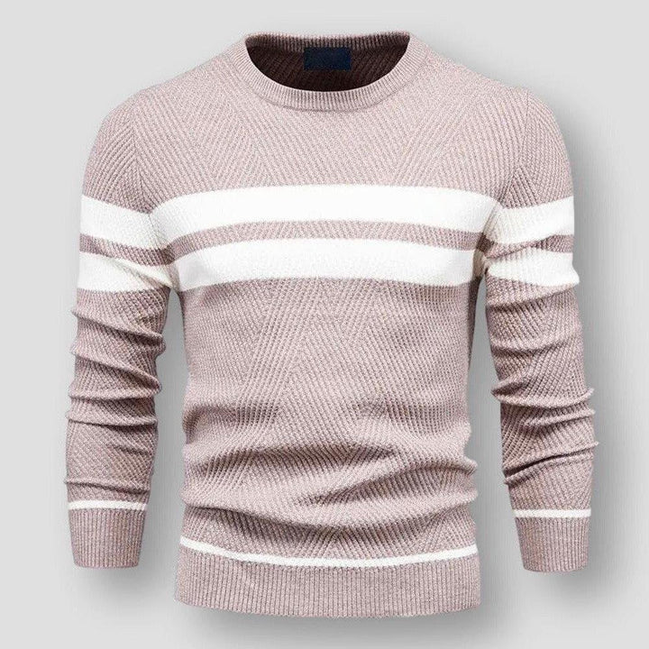 Striped Men's Sweater - Sebastian-Pink-S-State of Style