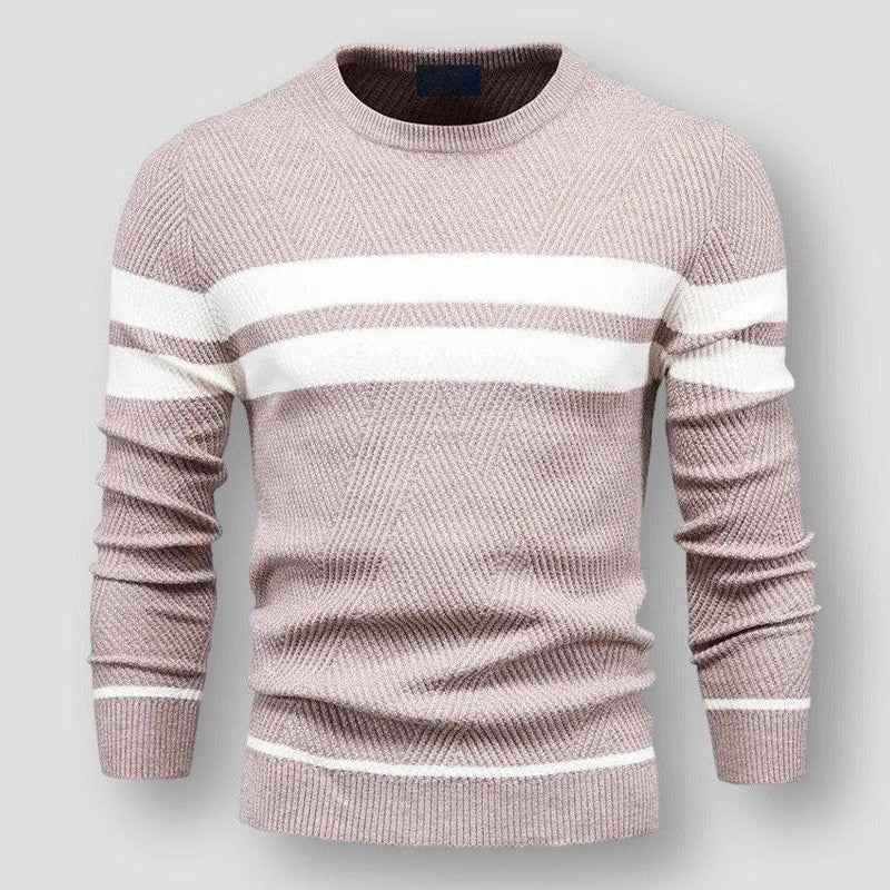 Striped Men's Sweater - Sebastian-Pink-S-State of Style