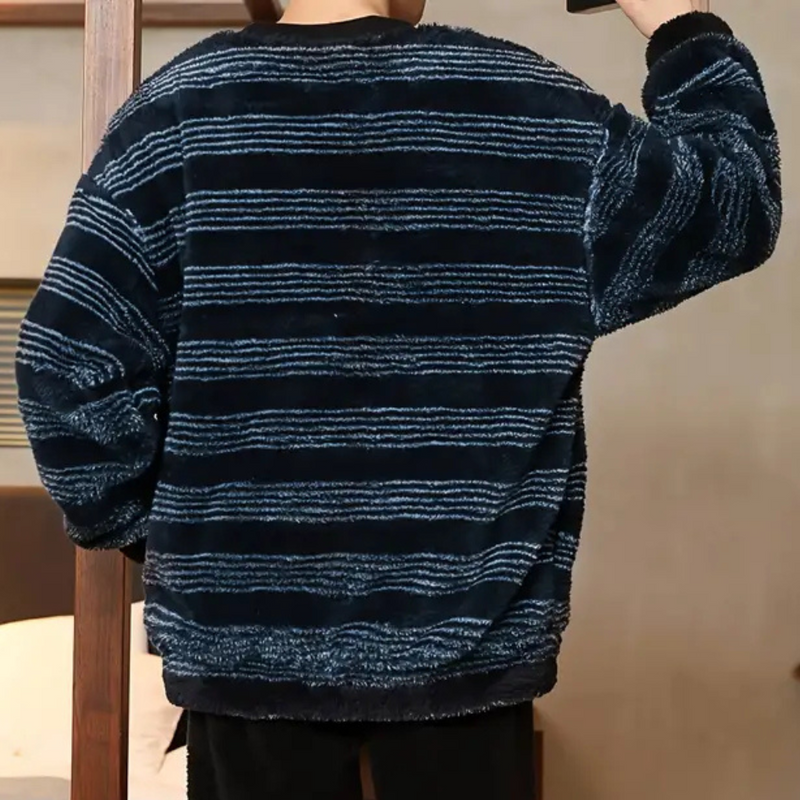 Striped Men's Sweater with Comfortable Fit - Dorian-S-State of Style
