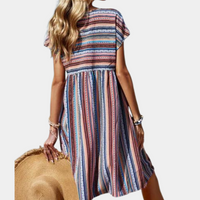 Striped Summer Dress in Soft Fabric – Linae-Purple-XS-State of Style