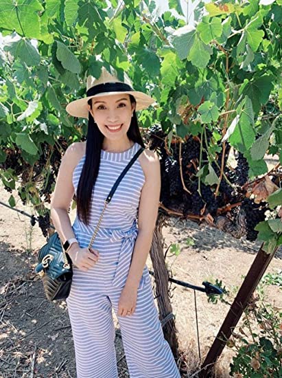 Striped summer jumpsuit for women with wide leg and V-neck – Alina-Blue-S-State of Style