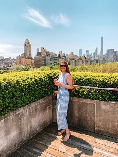 Striped summer jumpsuit for women with wide leg and V-neck – Alina-Blue-S-State of Style