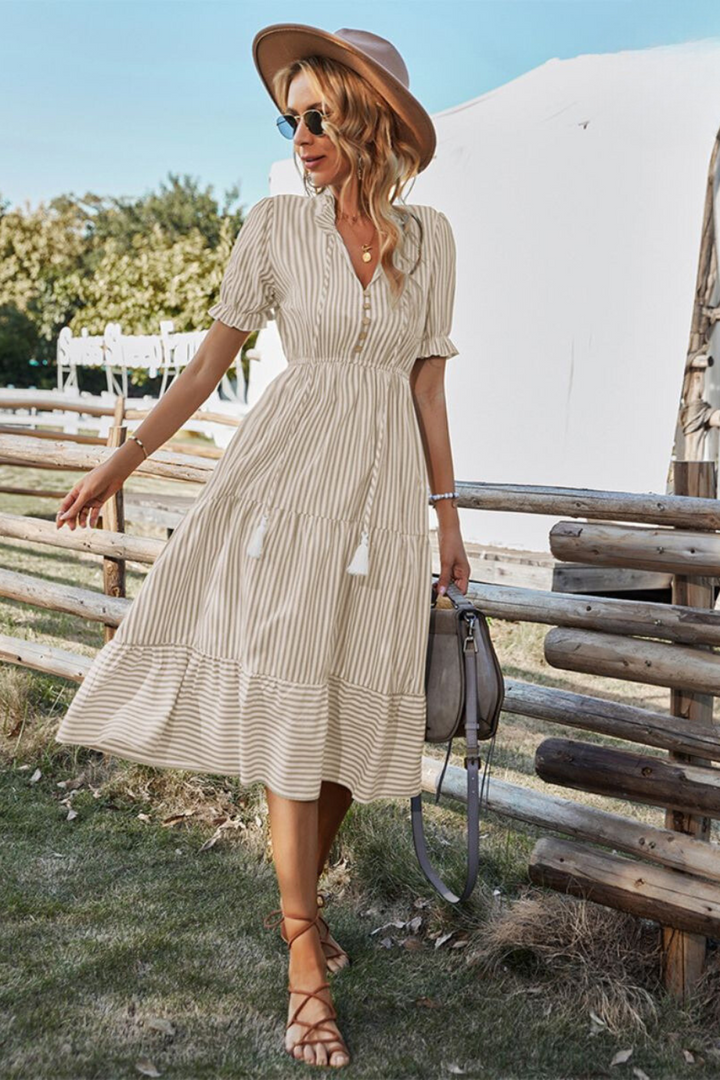 Striped summer midi dress – Amira-Pink-S-State of Style