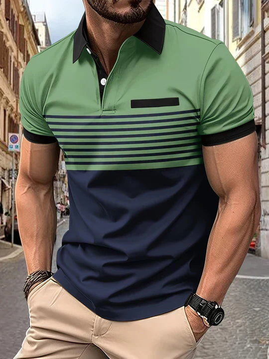 Striped summer polo shirt for men – Damian-Green-XS-State of Style