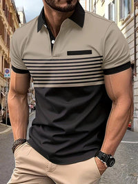 Striped summer polo shirt for men – Damian-Khaki-XS-State of Style