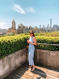 Striped women's jumpsuit with wrap neckline – Vivienne-Blue-S-State of Style