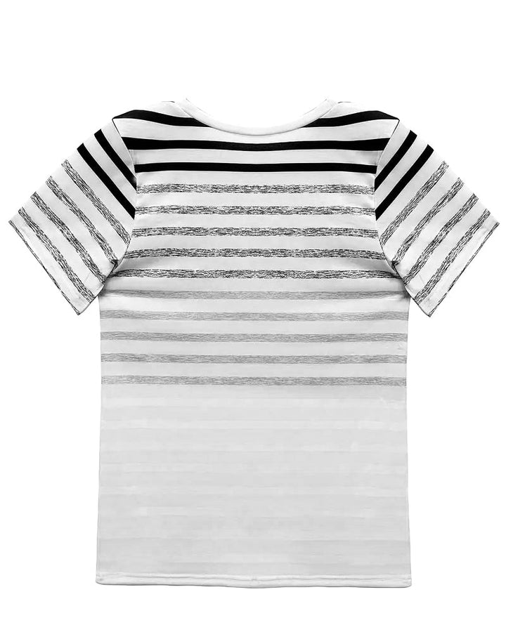 Striped women's T-shirt with round neckline & gradient – Melia-Light pink-S-State of Style