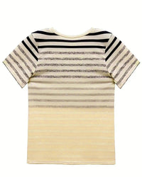 Striped women's T-shirt with round neckline & gradient – Melia-Light pink-S-State of Style