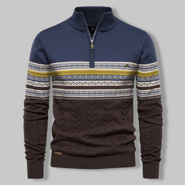Striped Zip Sweater - SummitZip-Blue-S-State of Style