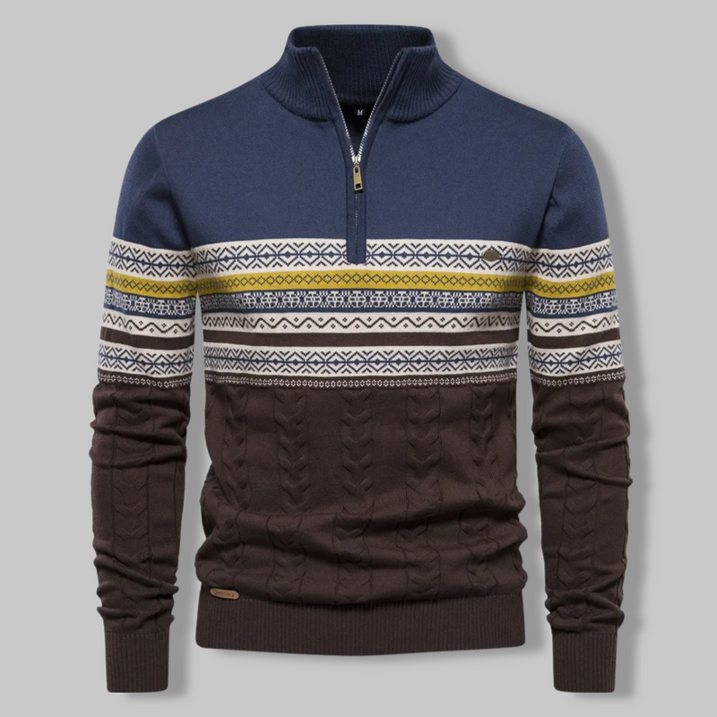 Striped Zip Sweater - SummitZip-Blue-S-State of Style