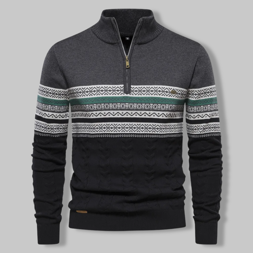 Striped Zip Sweater - SummitZip-Dark Grey-S-State of Style