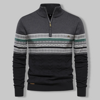 Striped Zip Sweater - SummitZip-Dark Grey-S-State of Style