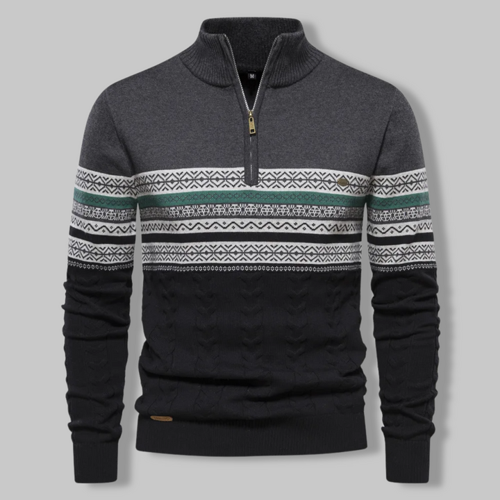Striped Zip Sweater - SummitZip-Dark Grey-S-State of Style