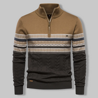 Striped Zip Sweater - SummitZip-Khaki-S-State of Style