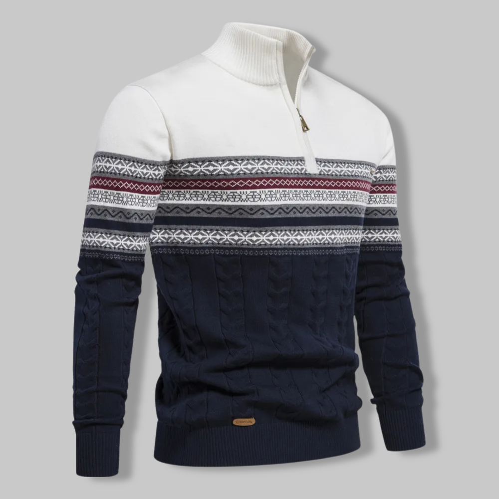 Striped Zip Sweater - SummitZip-White-S-State of Style