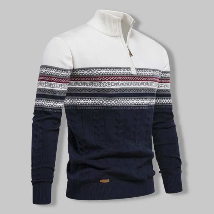 Striped Zip Sweater - SummitZip-White-S-State of Style