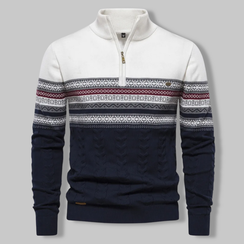 Striped Zip Sweater - SummitZip-White-S-State of Style