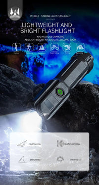 STRONG LED TORCH WITH ZOOM - USB RECHARGEABLE CAMPING TORCH-State of Style