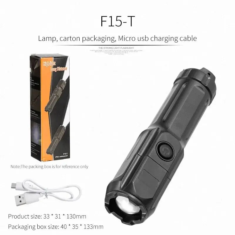 STRONG LED TORCH WITH ZOOM - USB RECHARGEABLE CAMPING TORCH-State of Style