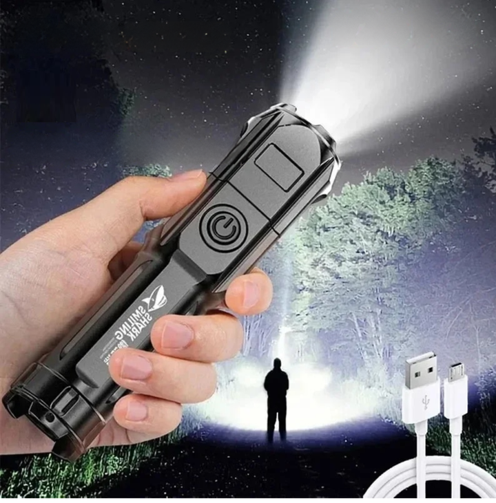 STRONG LED TORCH WITH ZOOM - USB RECHARGEABLE CAMPING TORCH-State of Style