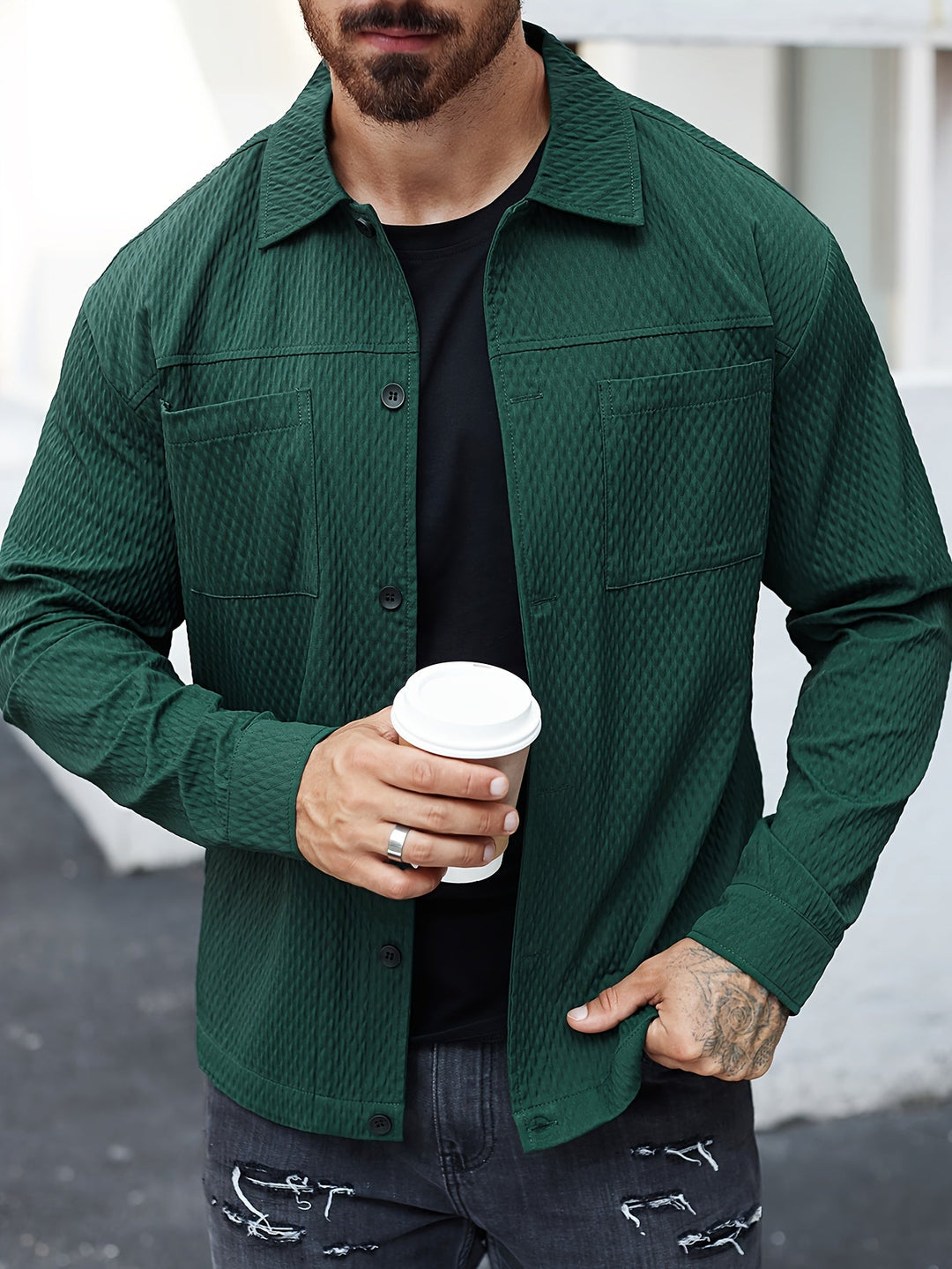 Structured Green Men's Shirt - Finn-S-State of Style