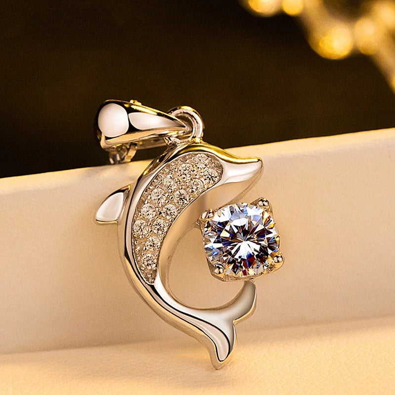 Stunning Crystal Dolphin Pendant Necklace-State of Style