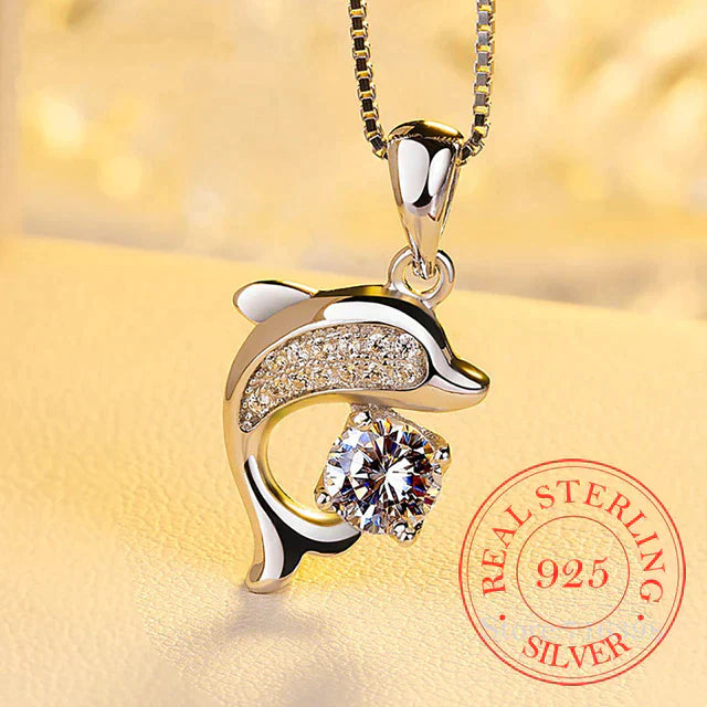 Stunning Crystal Dolphin Pendant Necklace-State of Style