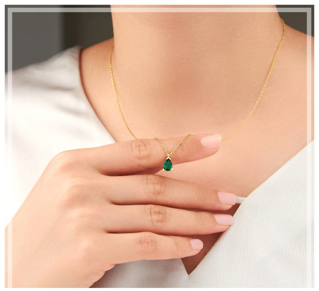 Stunning Emerald Drop Necklace-State of Style
