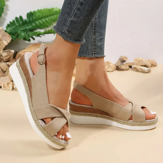 Sturdy Ladies Platform Sandals – Romy-Beige-35-State of Style