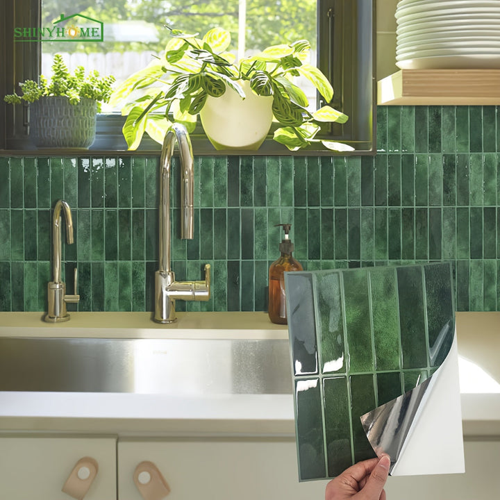 Style Tiles | Waterproof Self-Adhesive Tile Stickers for Wall Decoration-10-Green-State of Style