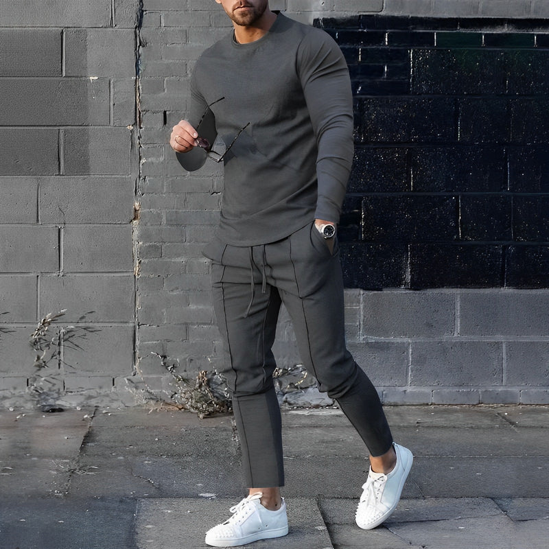 Stylish 2-Piece Men's Outfit - UrbanEase-Dark Grey-S-State of Style