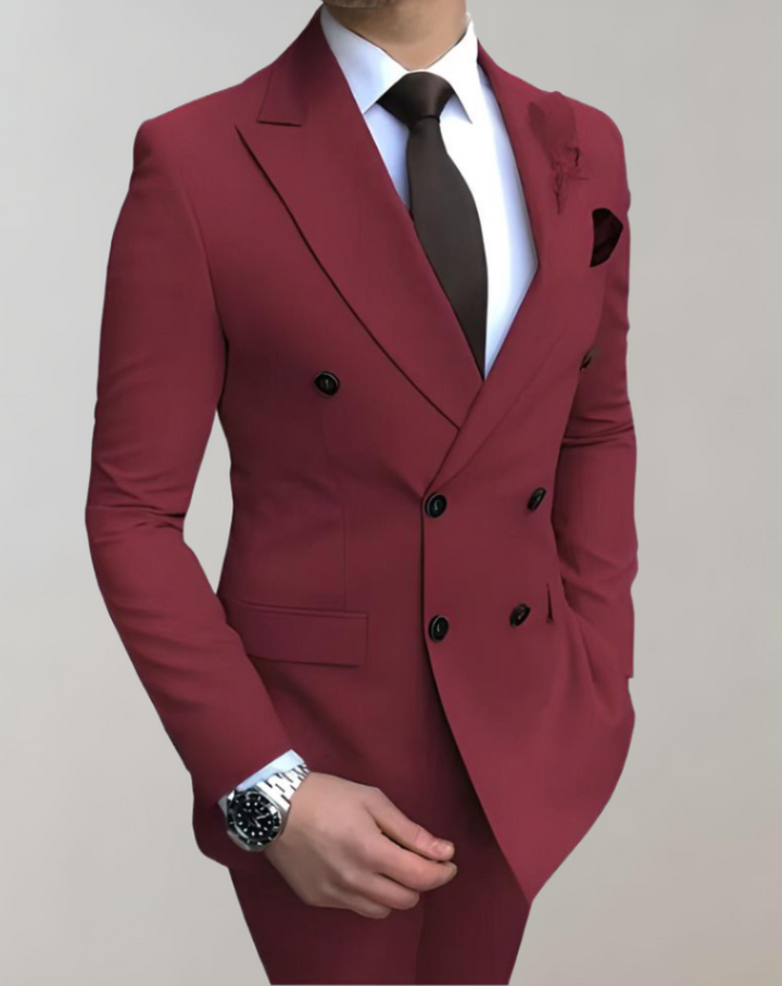 Stylish 2-Piece Men's Suit - Leon-Burgundy-S-State of Style