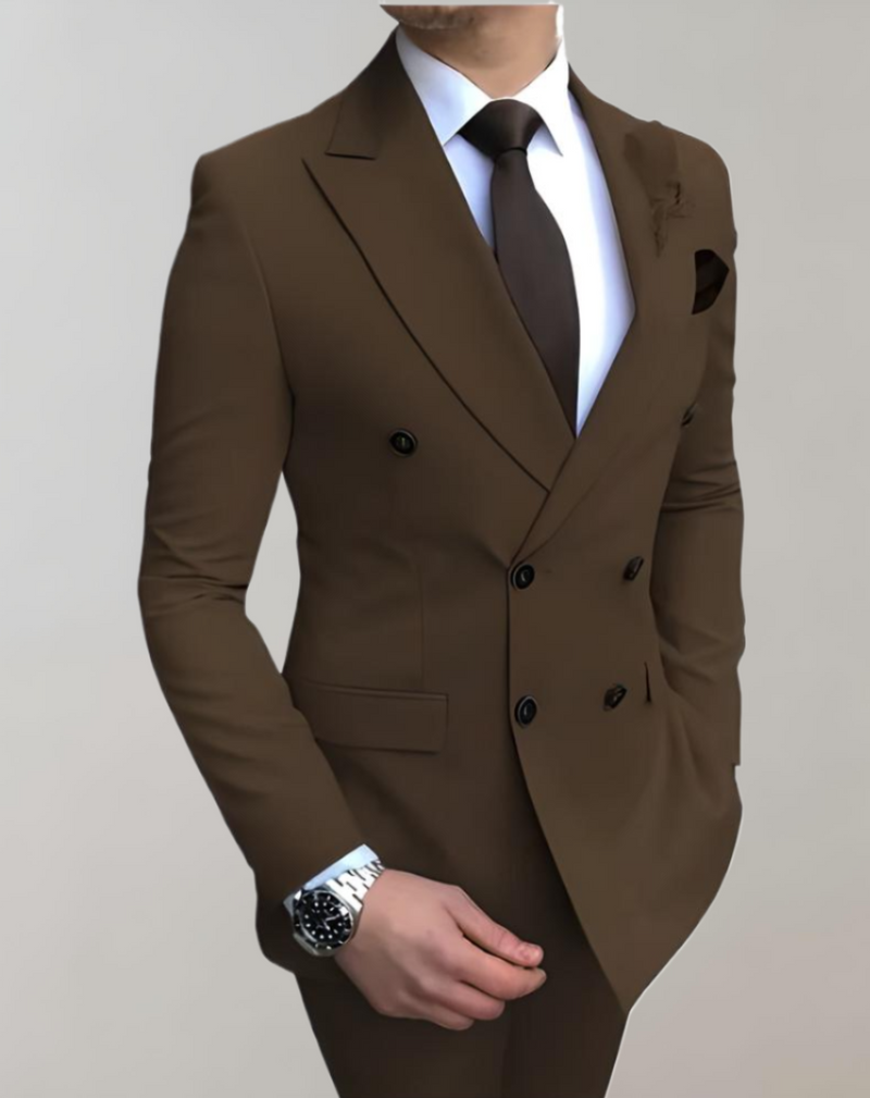 Stylish 2-Piece Men's Suit - Leon-Coffee-S-State of Style